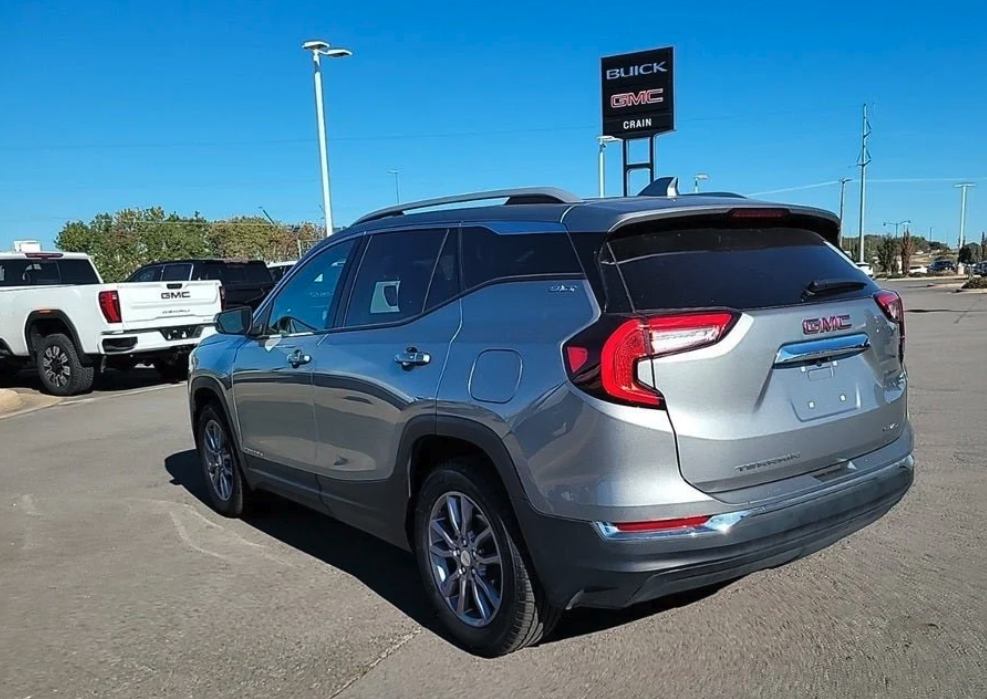 Silver GMC Terrain SUV parked outside Crain Buick GMC in Conway, Arkansas